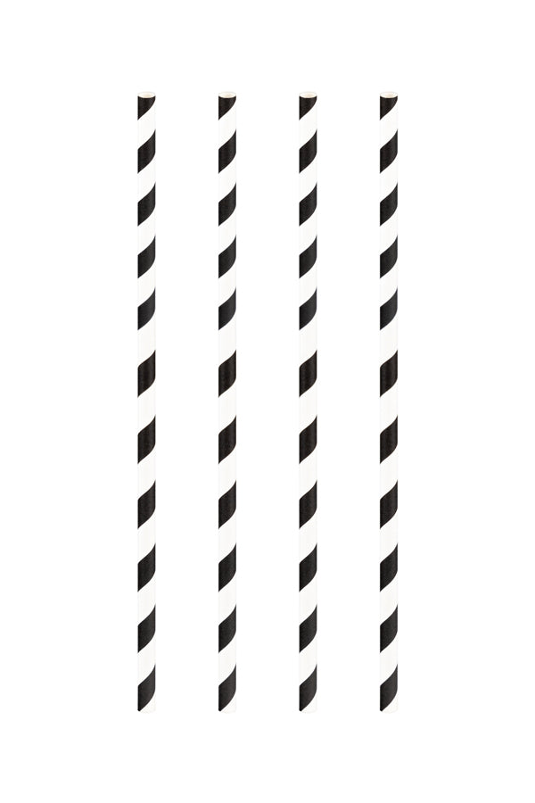 Trinkhalme aus Papier, schwarz gestreift, Ø6mm, 21cm, 100 Stk. – Decor Service GmbH