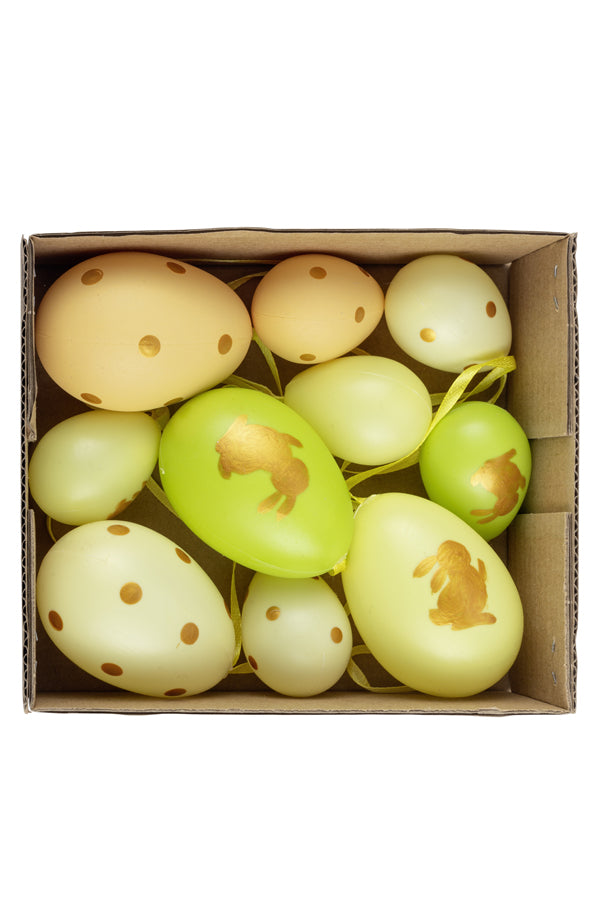 Ostereier, Kunststoff, "Frühling", 6/4 cm, 10 Stk