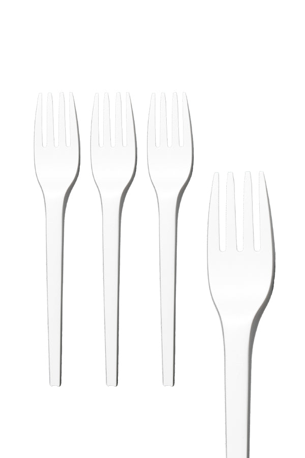 BIO Gabeln aus CPLA, wiederverwendbar, weiß, 16.3cm, 50 Stk.