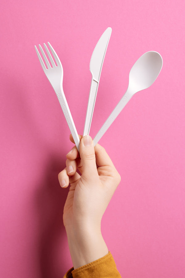 BIO Gabeln aus CPLA, wiederverwendbar, weiß, 16.3cm, 50 Stk.