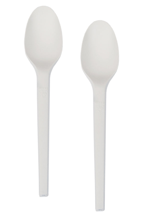 BIO Kaffeelöffel aus CPLA, wiederverwendbar, weiß, 14cm, 50 Stk.