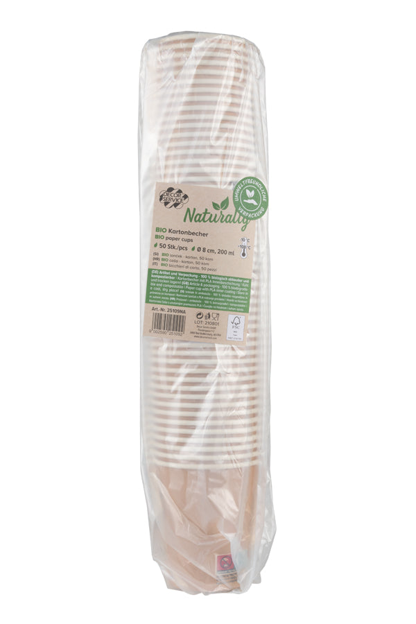 BIO Kartonbecher, 200ml, Ø8cm, 50 Stk.