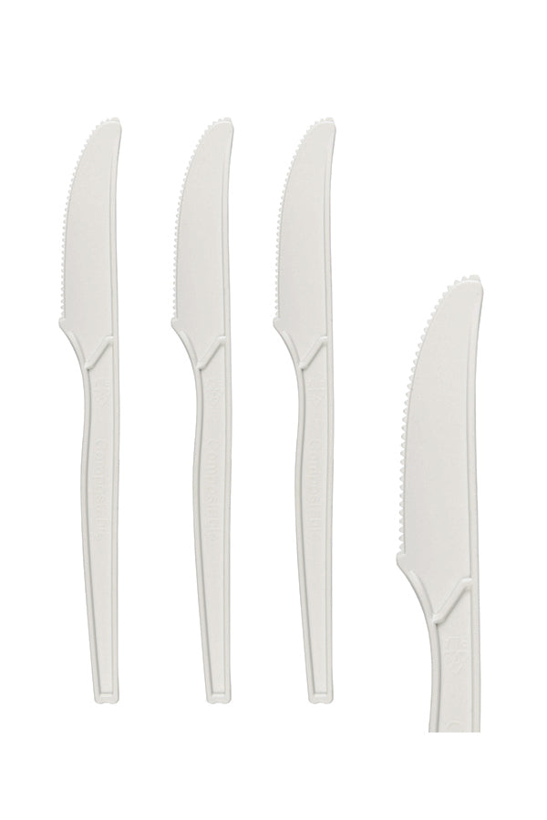 BIO Messer "Prestige" aus CPLA, wiederverwendbar, weiß, 181cm, 50 Stk