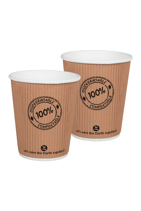 BIO Thermo-Riffelbecher aus Karton, 200ml, Ø8cm, 25 Stk.