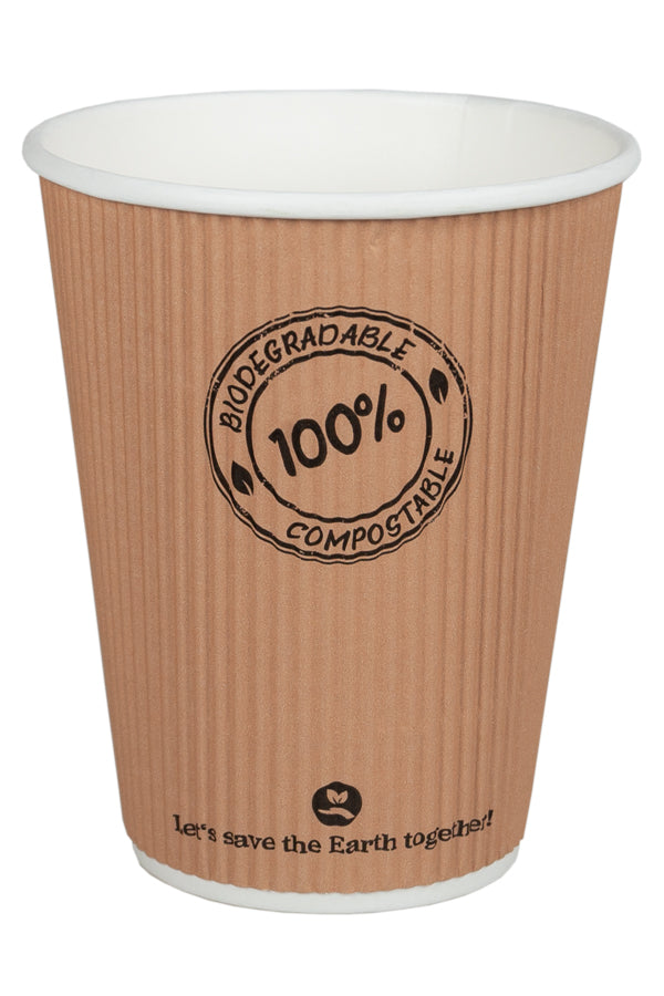 BIO Thermo-Riffelbecher aus Karton, 250ml, Ø9cm, 25 Stk.