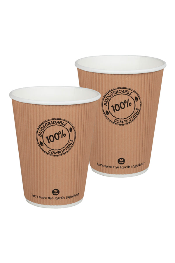 BIO Thermo-Riffelbecher aus Karton, 250ml, Ø9cm, 25 Stk.