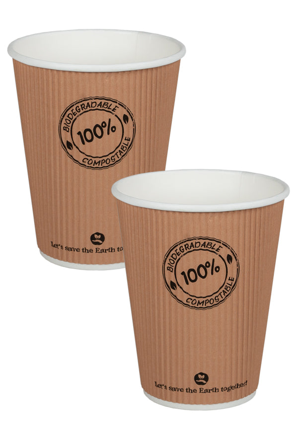 BIO Thermo-Riffelbecher aus Karton, 300ml, Ø9cm, 25 Stk.