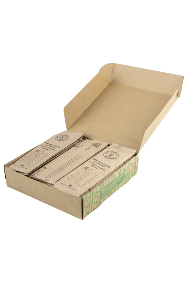 Bestecksets 4-teilig, aus Bambus, 21cm, 25 Sets