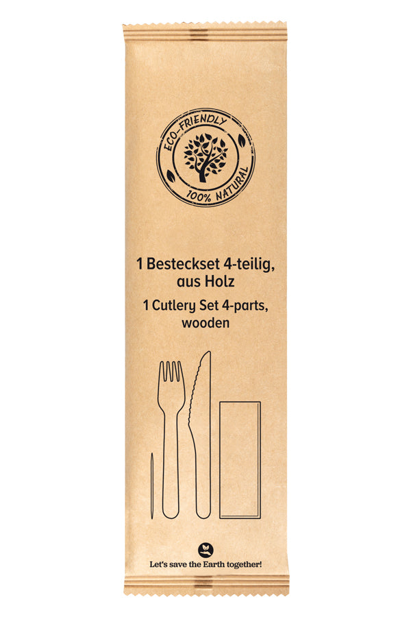 Bestecksets 4-teilig, aus Holz, 21cm, 10 Sets_1