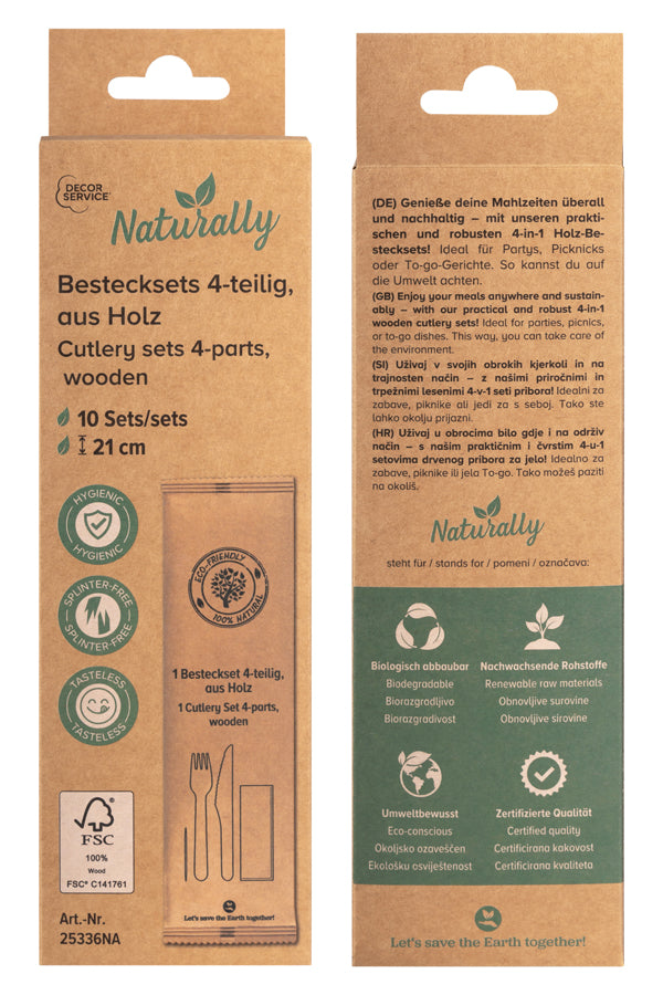 Bestecksets 4-teilig, aus Holz, 21cm, 10 Sets_6