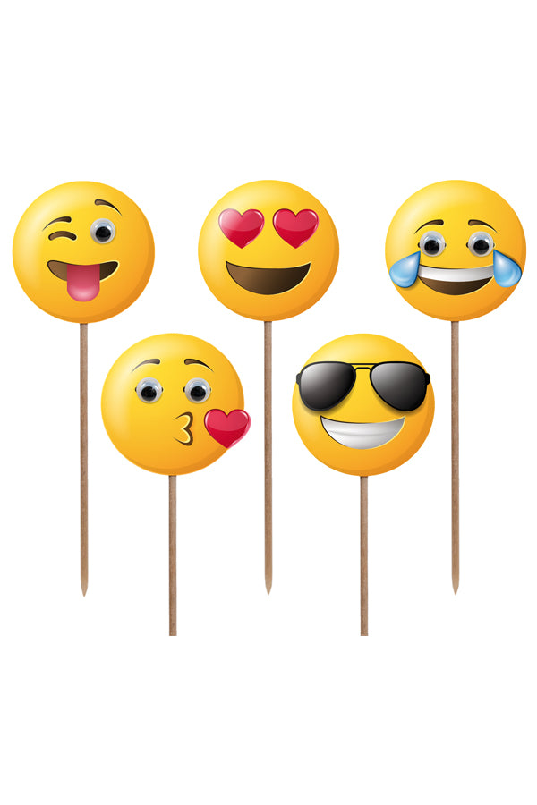 Deko-Picker "Emojis", 12cm, 100 Stk
