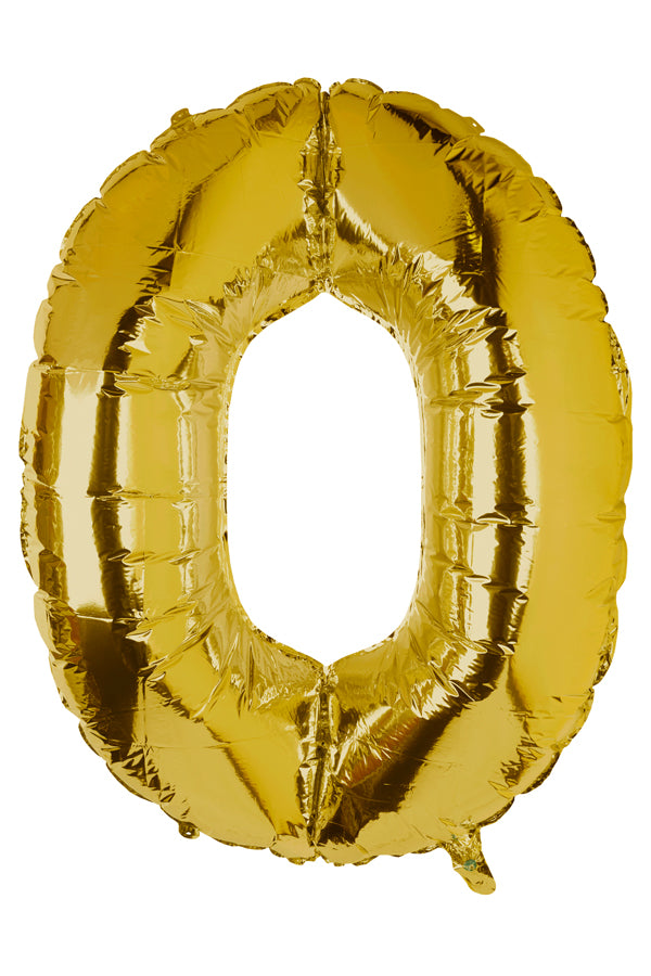 Folienballon "Zahl 0", gold, ca 99cm, 1 Stk