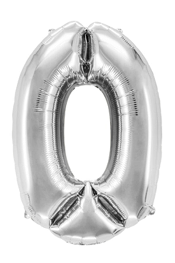 Folienballon "Zahl 0", silber, ca 76cm, 1 Stk