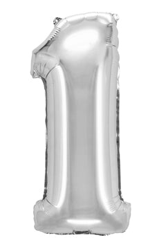 Folienballon "Zahl 1", silber, ca 73cm, 1 Stk