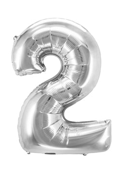 Folienballon "Zahl 2", silber, ca 83cm, 1 Stk