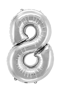 Folienballon "Zahl 8", silber, ca 81cm, 1 Stk