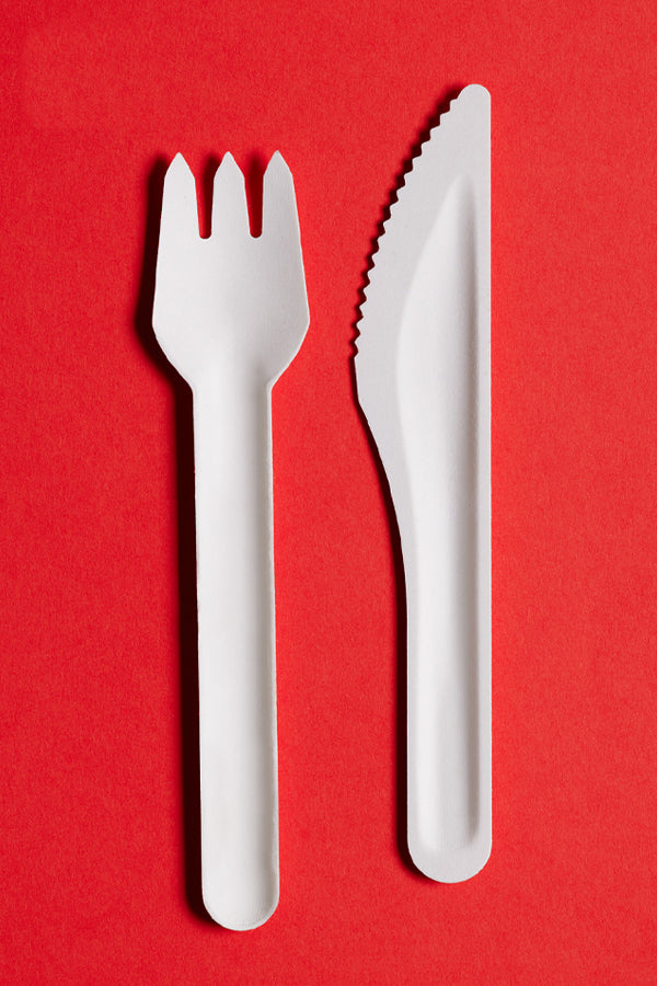 Gabeln aus Bagasse, naturweiß, 15.5cm, 100Stk.