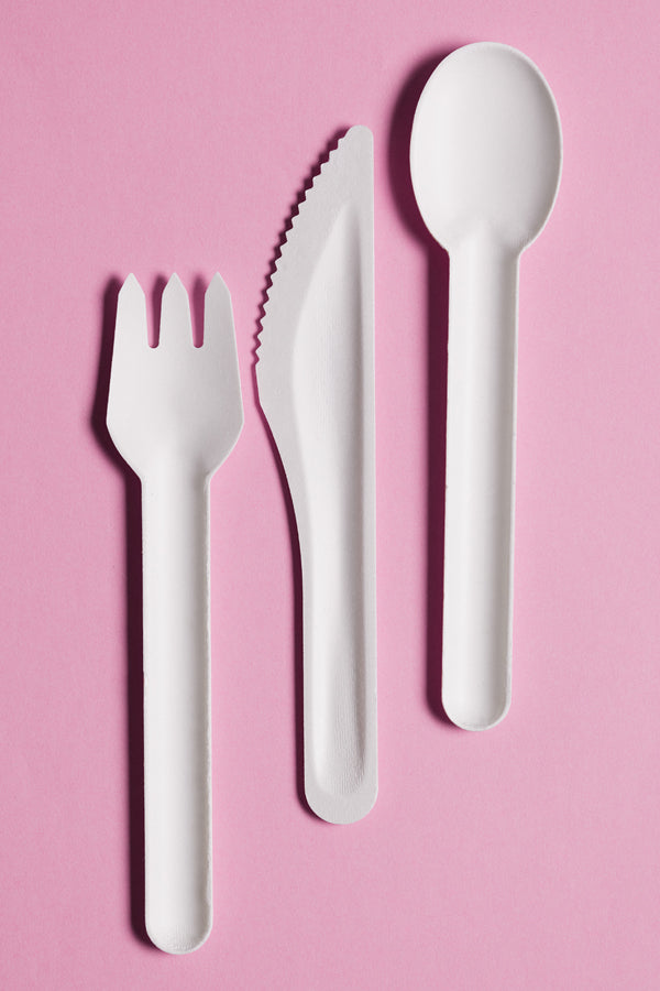 Gabeln aus Bagasse, naturweiß, 15.5cm, 100Stk.