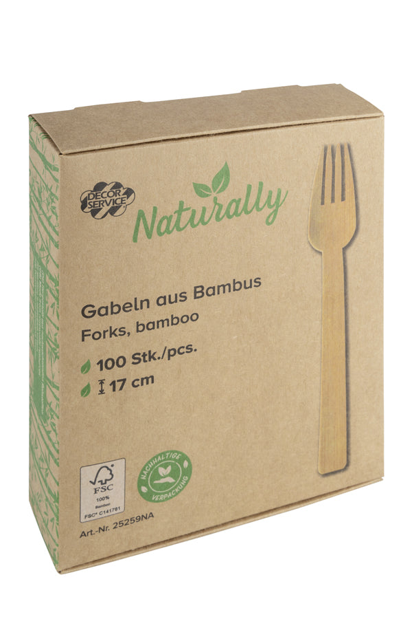 Gabeln aus Bambus, 17cm, 100 Stk.