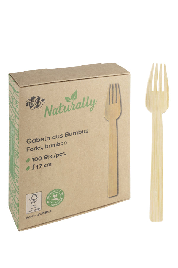 Gabeln aus Bambus, 17cm, 100 Stk.