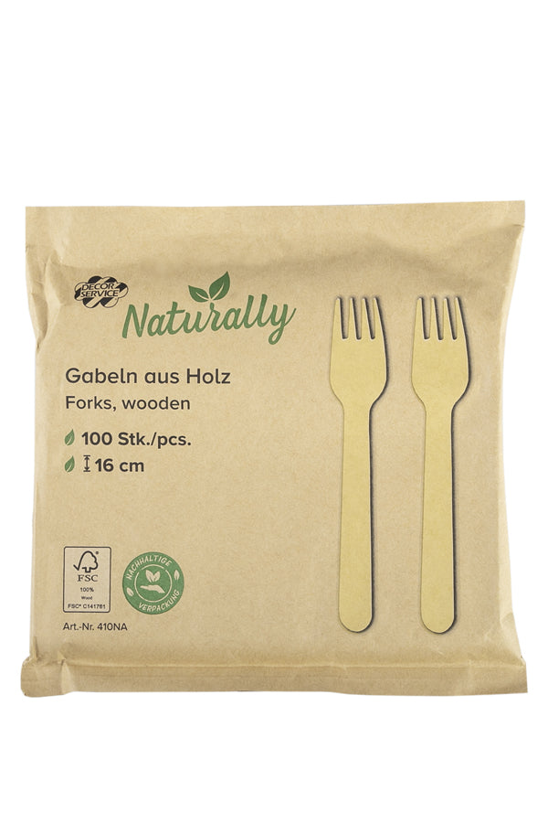 Gabeln aus Holz, 16cm, 100 Stk.