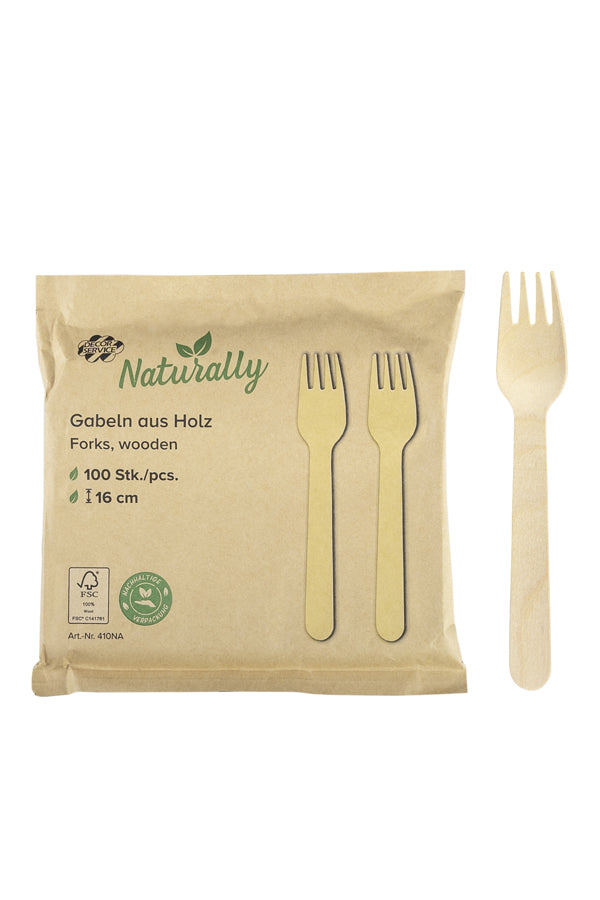Gabeln aus Holz, 16cm, 100 Stk.
