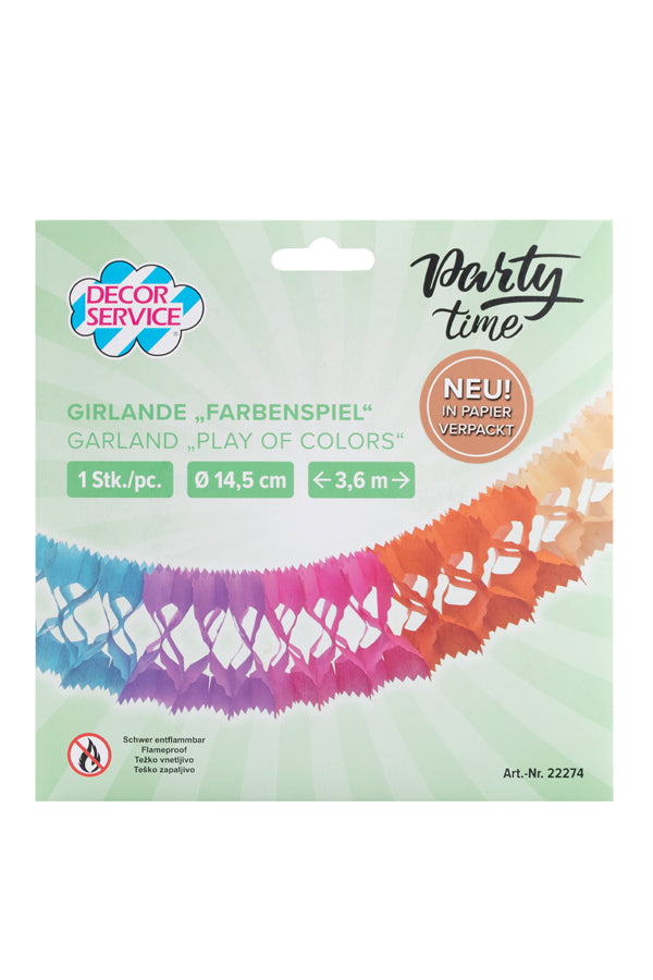 Girlande "Farbenspiel" aus Papier, schwer entflammbar, Ø145cm, 36m, 1 Stk_2