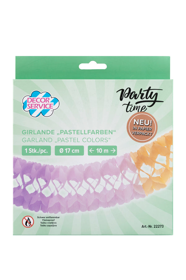 Girlande "Pastellfarben" aus Papier, schwer entflammbar, Ø17cm, 10m, 1 Stk_2