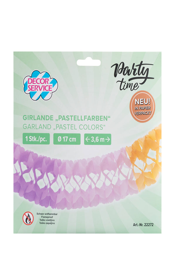 Girlande "Pastellfarben" aus Papier, schwer entflammbar, Ø17cm, 36m, 1 Stk_2