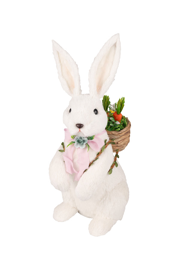 Hase mit Korb, weiß, 43cm, 1 Stk