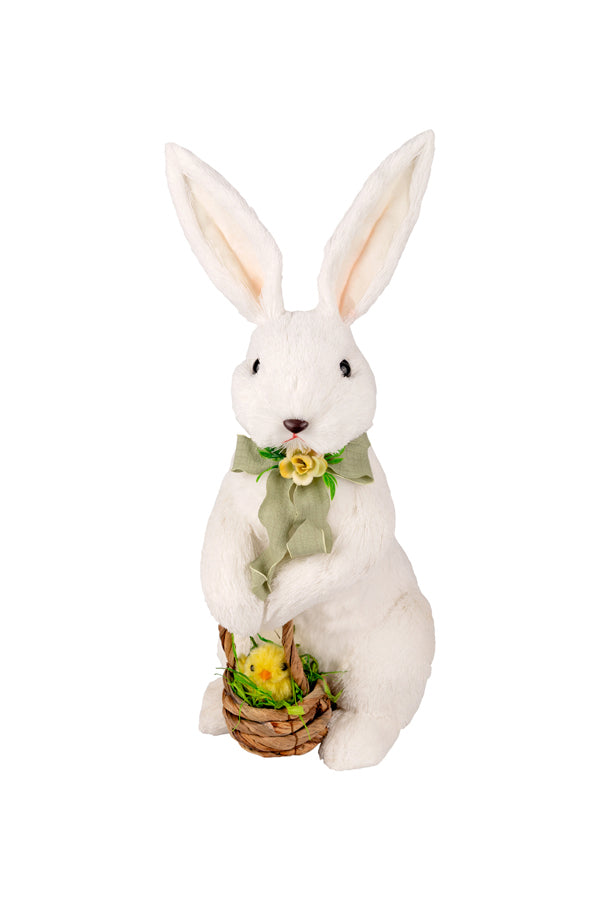 Hase mit Küken, weiß, 43cm, 1 Stk