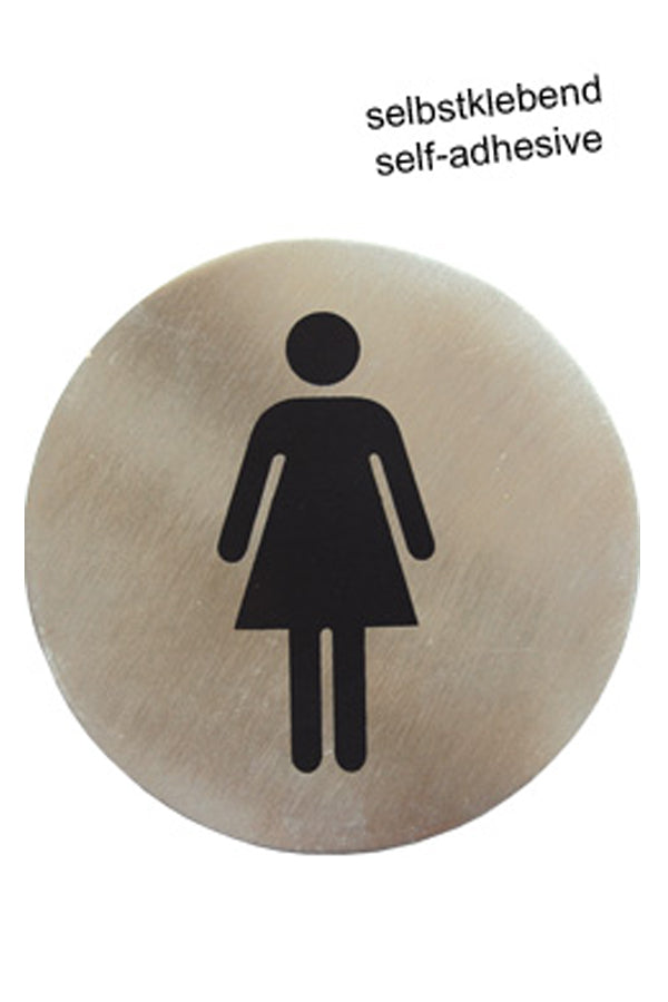 Hinweisschild "Damen" aus Edelstahl, Ø7,5cm, 1 Stk