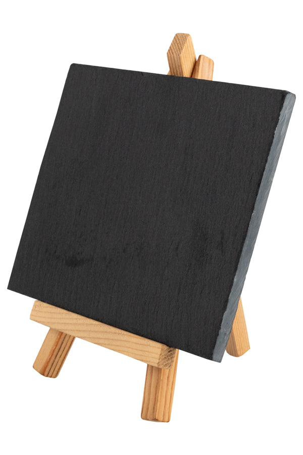Mini-Staffelei mit Kreidetafel "Naturstein", aus Schiefer/Holz, schwarz, 12,5x10cm, 1 Stk_1