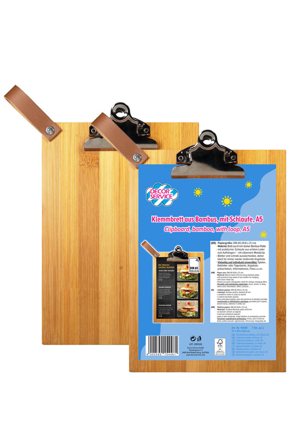 Klemmbrett, aus Bambus, mit Schlaufe, A5, 1 Stk.
