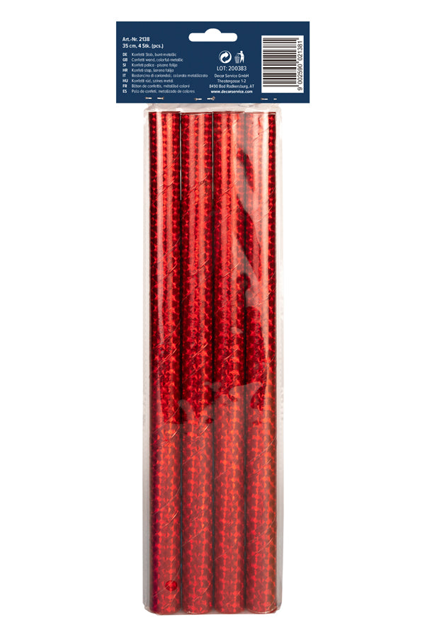 Konfetti Stab, bunt-metallic, 35cm, 4 Stk.