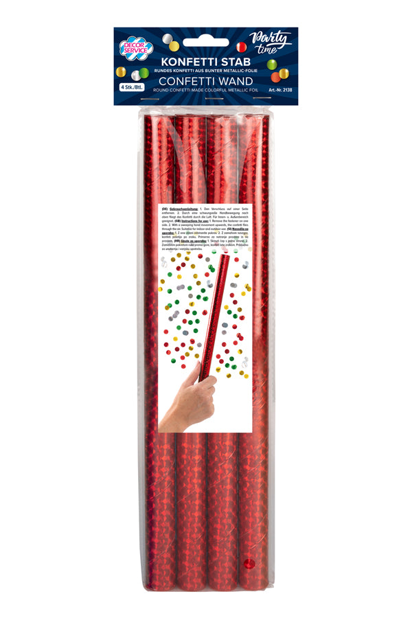 Konfetti Stab, bunt-metallic, 35cm, 4 Stk.