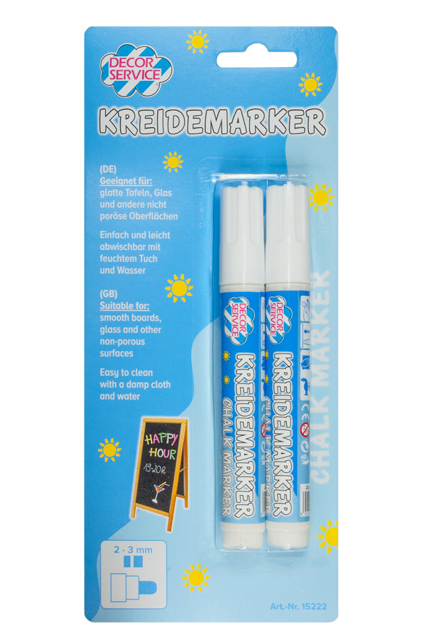 Kreidemarker weiß, Schreibbreite 2-3mm, 2 Stk.