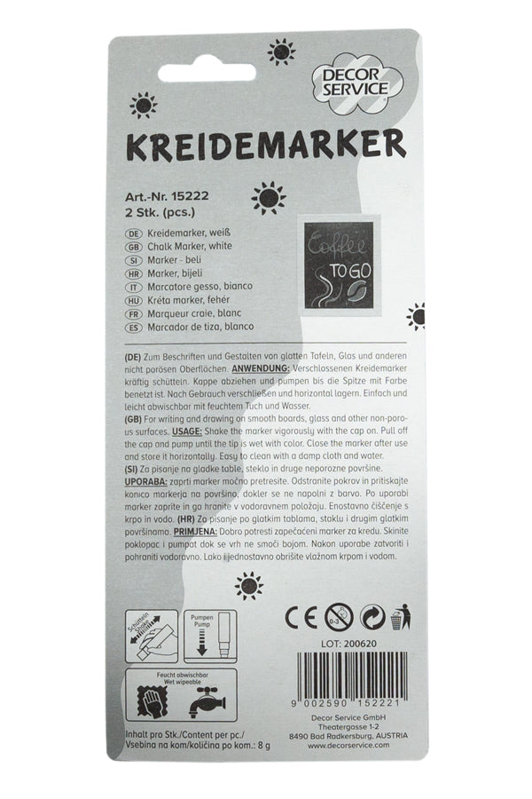 Kreidemarker weiß, Schreibbreite 2-3mm, 2 Stk.