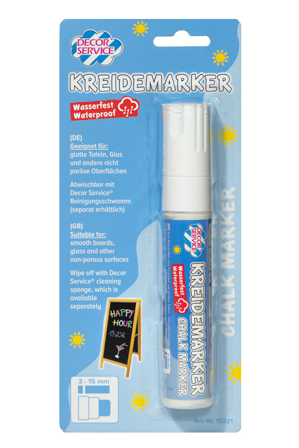 Kreidemarker weiß, wasserfest, Schreibbreite 3-15mm, 1 Stk.