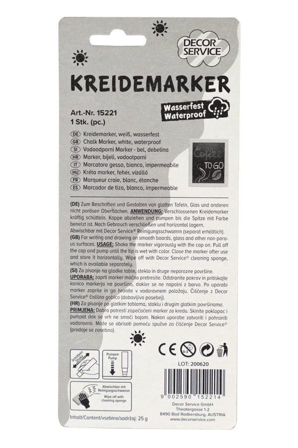 Kreidemarker weiß, wasserfest, Schreibbreite 3-15mm, 1 Stk.