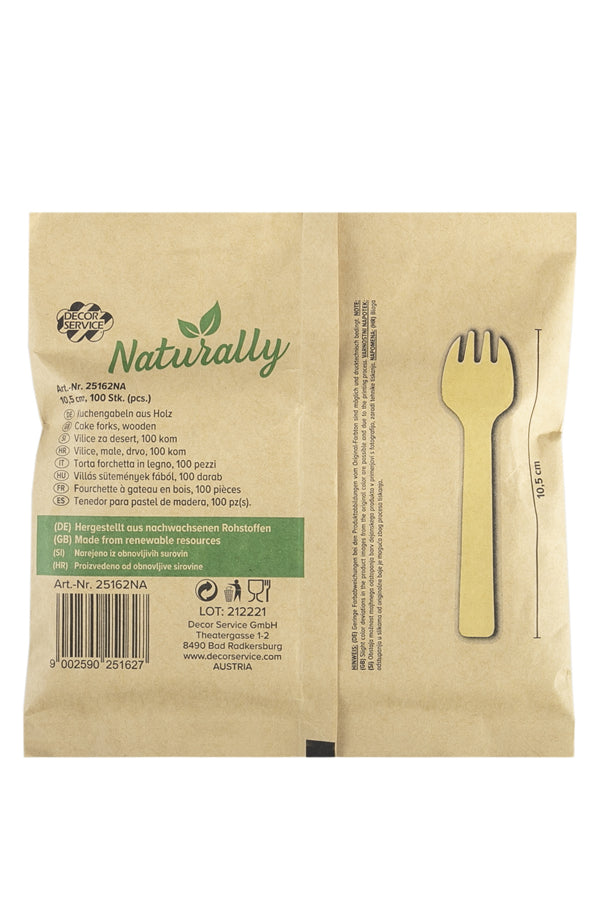 Kuchengabeln aus Holz, 10.5cm, 100 Stk.