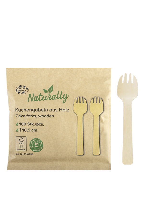 Kuchengabeln aus Holz, 10.5cm, 100 Stk.