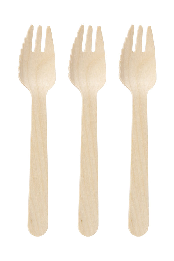 Kuchengabeln mit Zacken, aus Holz, 13.5cm, 100 Stk.