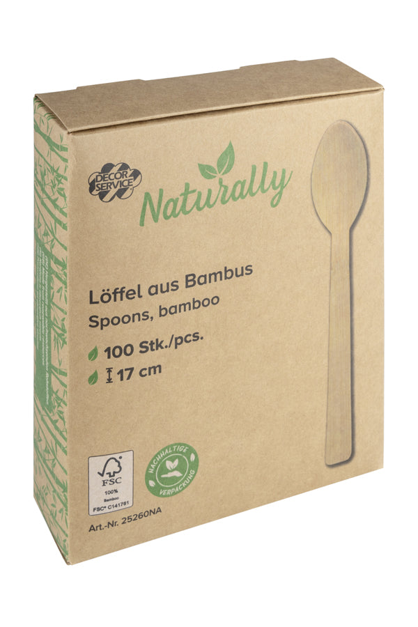Löffel aus Bambus, 17cm, 100 Stk.