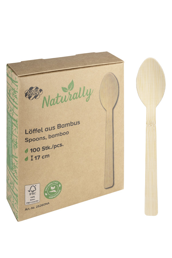 Löffel aus Bambus, 17cm, 100 Stk.