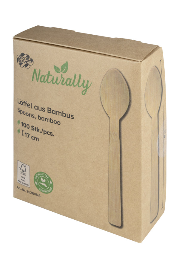 Löffel aus Bambus, 17cm, 100 Stk.