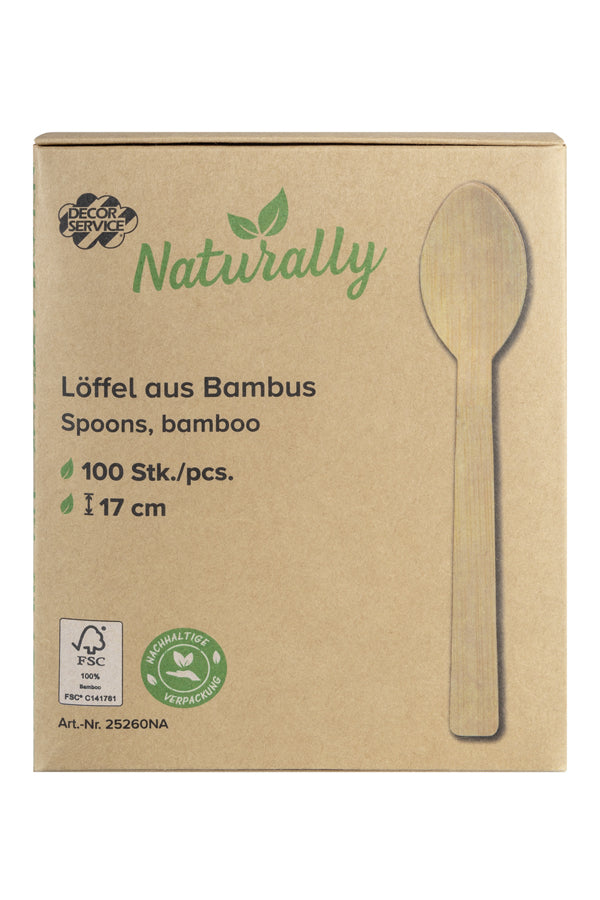 Löffel aus Bambus, 17cm, 100 Stk.