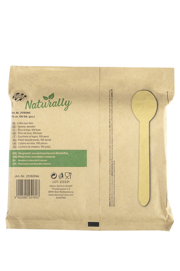 Löffel aus Holz, 16cm, 100 Stk.