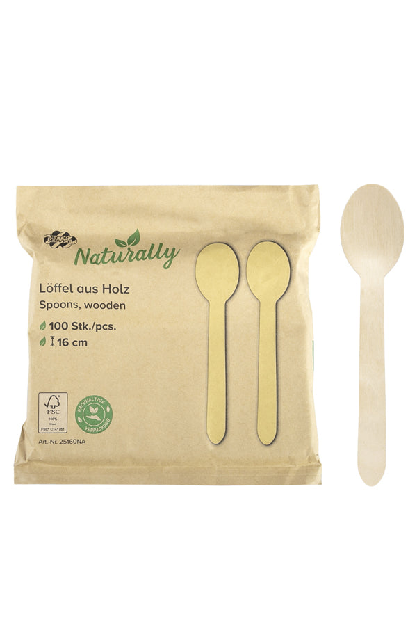 Löffel aus Holz, 16cm, 100 Stk.