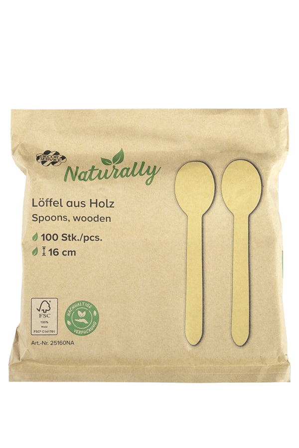 Löffel aus Holz, 16cm, 100 Stk.